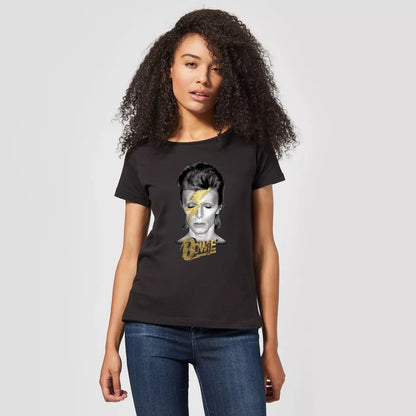 Official David Bowie Aladdin Sane On Black Women's T-Shirt