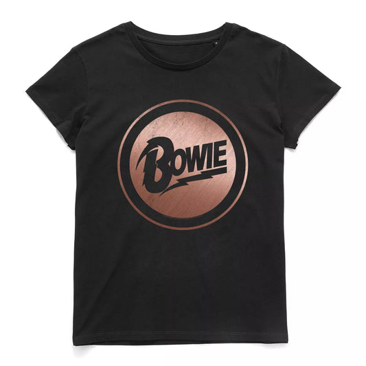 Official David Bowie Women's T-Shirt with Rose Gold Badge