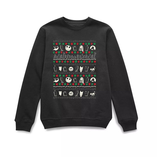 Official Nightmare Before Christmas Jack Sally Zero Faces Sweatshirt - Black