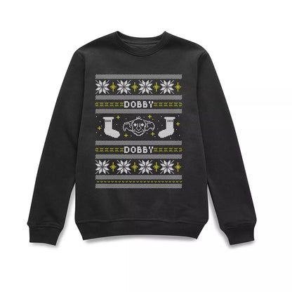 Official Harry Potter Christmas Range Dobby Christmas Jumper Sweatshirt - Black