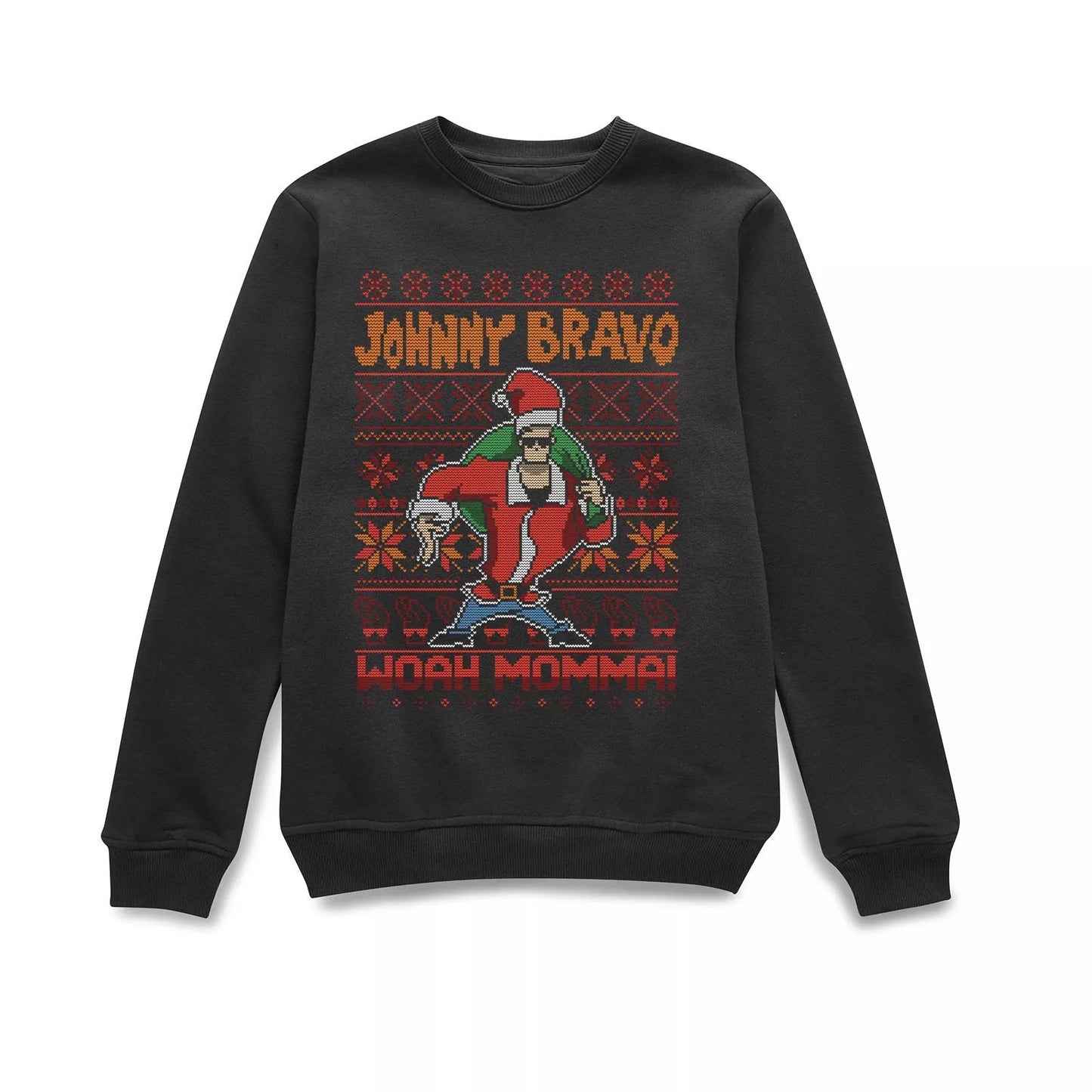 Official Johnny Bravo Christmas Pattern Sweatshirt - Black